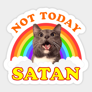 Not Today Satan Cat (Black Background) Sticker